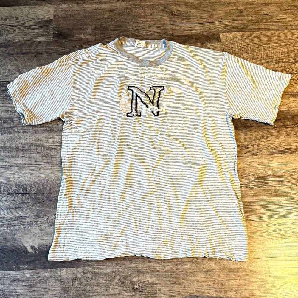 Vtg 90s Nike White Tag Striped T-Shirt N I CAN Swoosh Graphic Mens (23" Pit)